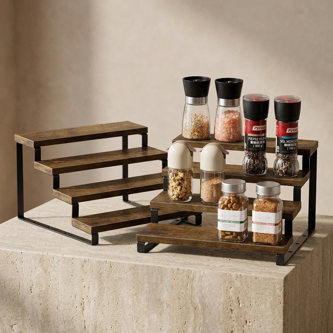 4-Tier Wooden Spice Rack Organizer