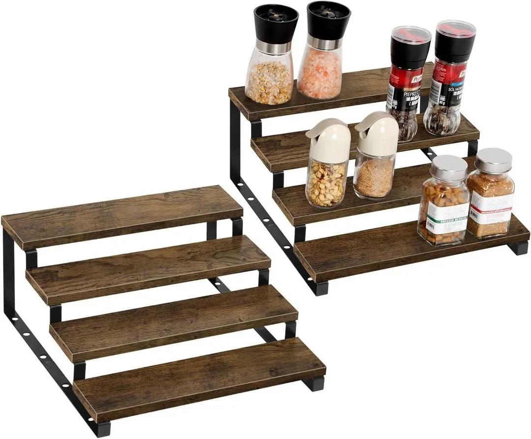 4-Tier Wooden Spice Rack Organizer